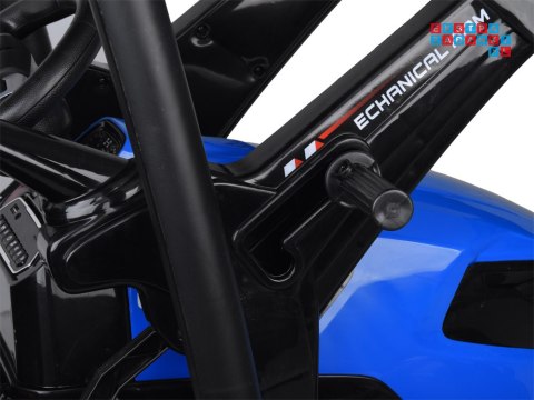 [PA0320] Duży traktor z przyczepą i łyżką na akumulator 2x200W 24V/7Ah Bluetooth wolny start - niebieski