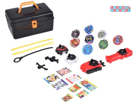[ZA5462] Duży zestaw wyrzutnia 8 dysków bączków Gyro spinner walizka