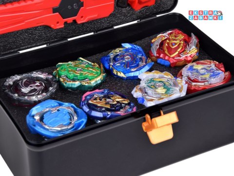 [ZA5462] Duży zestaw wyrzutnia 8 dysków bączków Gyro spinner walizka