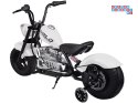 [PA0318] Motocykl Chopper na akumulator 24V/14Ah max 80kg manetka pompowane koła ekoskóra świecące cylindry - biały