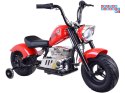 [PA0318] Motocykl Chopper na akumulator 24V/14Ah max 80kg manetka pompowane koła ekoskóra świecące cylindry - czerwony