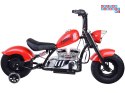 [PA0318] Motocykl Chopper na akumulator 24V/14Ah max 80kg manetka pompowane koła ekoskóra świecące cylindry - czerwony