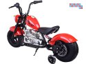 [PA0318] Motocykl Chopper na akumulator 24V/14Ah max 80kg manetka pompowane koła ekoskóra świecące cylindry - czerwony