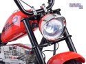 [PA0318] Motocykl Chopper na akumulator 24V/14Ah max 80kg manetka pompowane koła ekoskóra świecące cylindry - czerwony