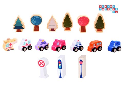 Pastelowy Zestaw Klocki drewniane Miasteczko + Mata puzzle 115 ele ZA5373