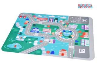 [ZA5373] Pastelowy zestaw klocki drewniane miasteczko mata puzzle 115 el.