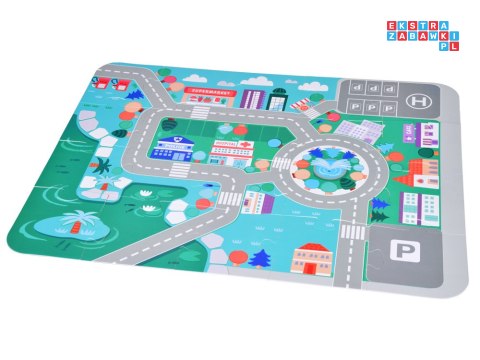 Pastelowy Zestaw Klocki drewniane Miasteczko + Mata puzzle 115 ele ZA5373