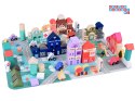 Pastelowy Zestaw Klocki drewniane Miasteczko + Mata puzzle 115 ele ZA5373