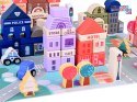 Pastelowy Zestaw Klocki drewniane Miasteczko + Mata puzzle 115 ele ZA5373