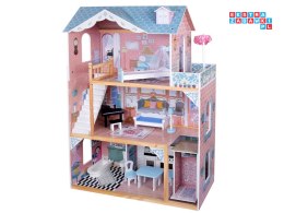 [ZA5458] Piękny piętrowy duży drewniany domek dla lalek z meblami