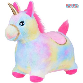 [ZA5444] Pompowany konik kucyk skoczek tęczowy jednorożec pluszowy pompka