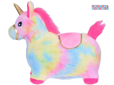 [ZA5444] Pompowany konik kucyk skoczek tęczowy jednorożec pluszowy pompka
