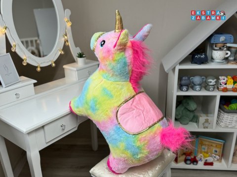 [ZA5444] Pompowany konik kucyk skoczek tęczowy jednorożec pluszowy pompka