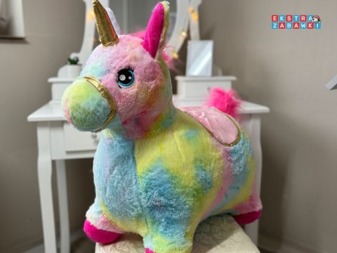 [ZA5444] Pompowany konik kucyk skoczek tęczowy jednorożec pluszowy pompka