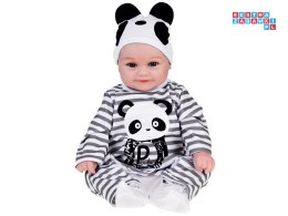 [ZA5358] Urocza miękka lalka chłopiec 45cm jak żywa ubrana kombinezon panda