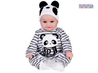 [ZA5358] Urocza miękka lalka chłopiec 45cm jak żywa ubrana kombinezon panda