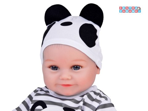 [ZA5358] Urocza miękka lalka chłopiec 45cm jak żywa ubrana kombinezon panda