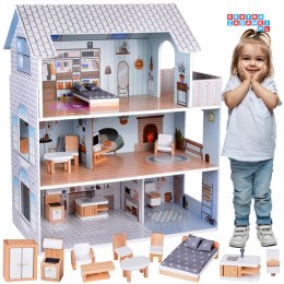 [ZA5368] Uroczy domek z meblami stylowa drewniana willa dla lalek