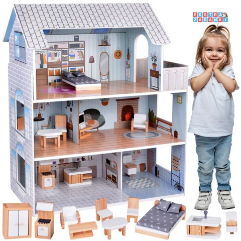 [ZA5368] Uroczy domek z meblami stylowa drewniana willa dla lalek