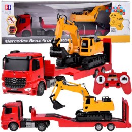 Zestaw na pilota Mercedes Ciężarówka + Naczepa Koparka w skali 1:26 RC0693