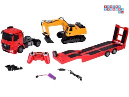 Zestaw na pilota Mercedes Ciężarówka + Naczepa Koparka w skali 1:26 RC0693