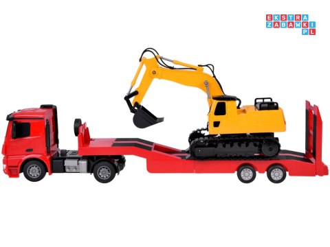 Zestaw na pilota Mercedes Ciężarówka + Naczepa Koparka w skali 1:26 RC0693