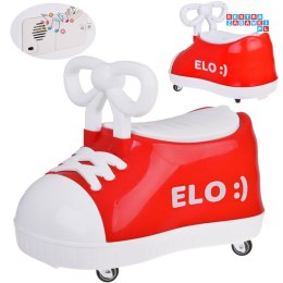 Czerwony trampek ELO :) jeździk but Super-obrotowy muzyka