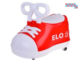 Czerwony trampek ELO :) jeździk but Super-obrotowy muzyka