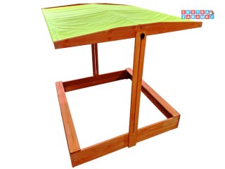 [SP0838] Drewniana piaskownica 120x120cm z daszkiem zamykana