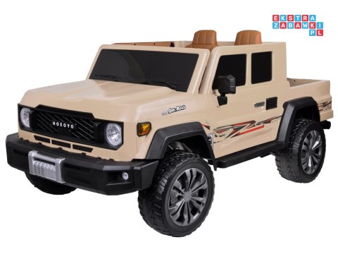 [PA0329] Duże auto Pickup dwuosobowe na akumulator 4x100W 24V/8Ah z paką - beżowy