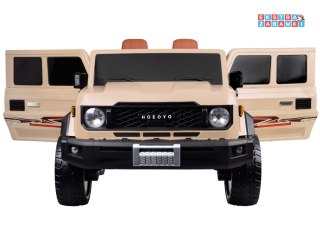 Beżowe Duże auto Pickup dwuosobowe na akumulator - 4x100W, 24V/8Ah, z paką - [PA0329]