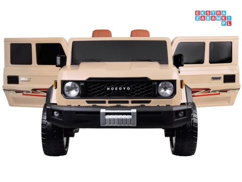 [PA0329] Duże auto Pickup dwuosobowe na akumulator 4x100W 24V/8Ah z paką - beżowy