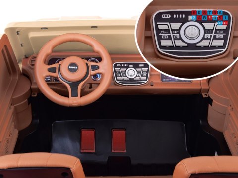 [PA0329] Duże auto Pickup dwuosobowe na akumulator 4x100W 24V/8Ah z paką - beżowy