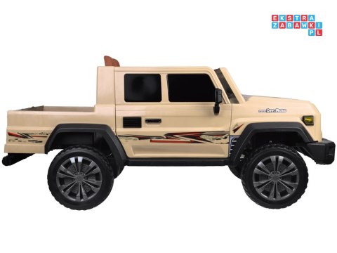 [PA0329] Duże auto Pickup dwuosobowe na akumulator 4x100W 24V/8Ah z paką - beżowy