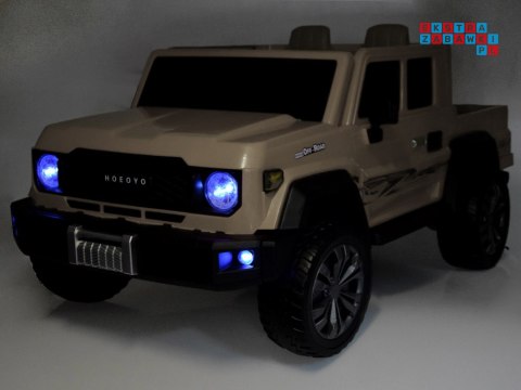 [PA0329] Duże auto Pickup dwuosobowe na akumulator 4x100W 24V/8Ah z paką - beżowy