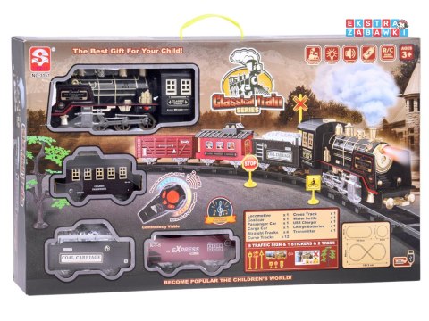 [RC0700] Duży retro pociąg lokomotywa kolejka na pilota światło para dźwięk