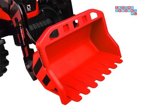 [PA0320] Duży traktor z przyczepą i łyżką na akumulator 2x200W 24V/7Ah Bluetooth wolny start - czerwony