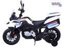 [PA0324] Duży motocykl BMW F850 GS na akumulator 12V/7Ah EVA panel muzyczny sakwy - biały
