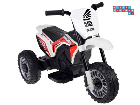 [PA0334] Motorek trójkołowy cross na akumulator 1x30W 6V/4.5Ah z panelem muzycznym - biały