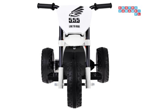 [PA0334] Motorek trójkołowy cross na akumulator 1x30W 6V/4.5Ah z panelem muzycznym - biały