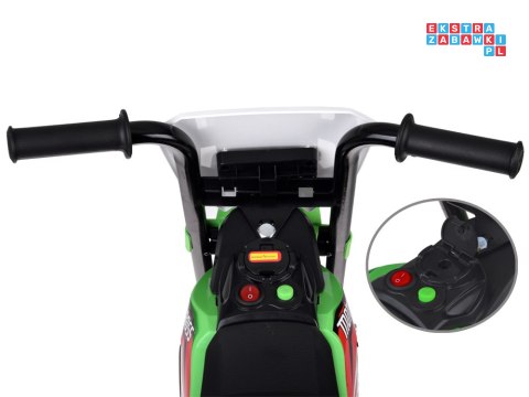 [PA0334] Motorek trójkołowy cross na akumulator 1x30W 6V/4.5Ah z panelem muzycznym - zielony