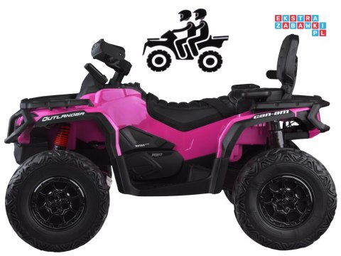 [PA0326] Quad CAN-AM OUTLANDER dwuosobowy na akumulator 4x200W 24V/7Ah Panel multimedialny - różowy