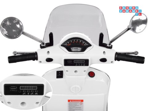 [PA0333] Skuter elektryczny VESPA GTS Super na akumulator 2x30W 12V/4.5Ah ekoskóra LED panel muzyczny - biały