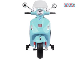 Turkusowy Skuter elektryczny VESPA GTS Super na akumulator - 2x30W, 12V/4.5Ah, ekoskóra, LED, panel muzyczny - [PA0333]