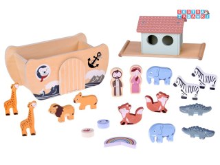 [ZA5931] Drewniana Arka Noego figurki zwierząt edukacyjna zabawka Sorter