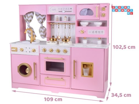 Duża kuchnia drewniana interaktywna glamour złote dodatki ekspres ZA5933