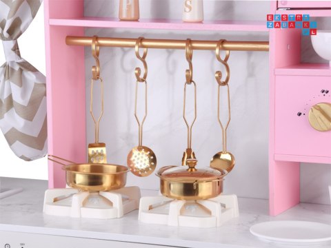 Duża kuchnia drewniana interaktywna glamour złote dodatki ekspres ZA5933