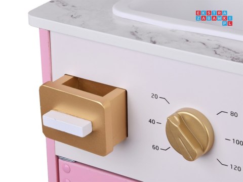 Duża kuchnia drewniana interaktywna glamour złote dodatki ekspres ZA5933