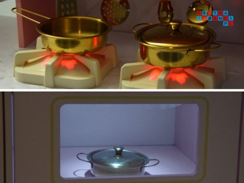 Duża kuchnia drewniana interaktywna glamour złote dodatki ekspres ZA5933