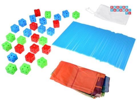 Duży Zestaw SŁOMKI KONSTRUKCYJNE kreatywne klocki do budowania 89el ZA5907